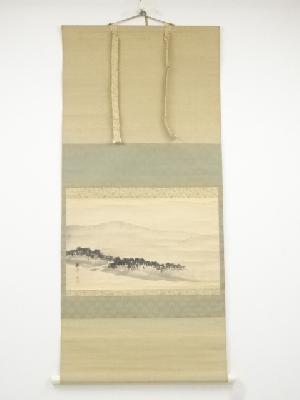 田中頼章筆　山水図　肉筆紙本掛軸（箱付）